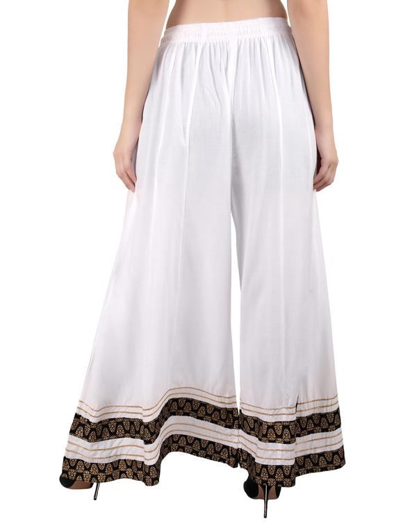 printed hem flared palazzo - 17282628 - Standard Image - 2