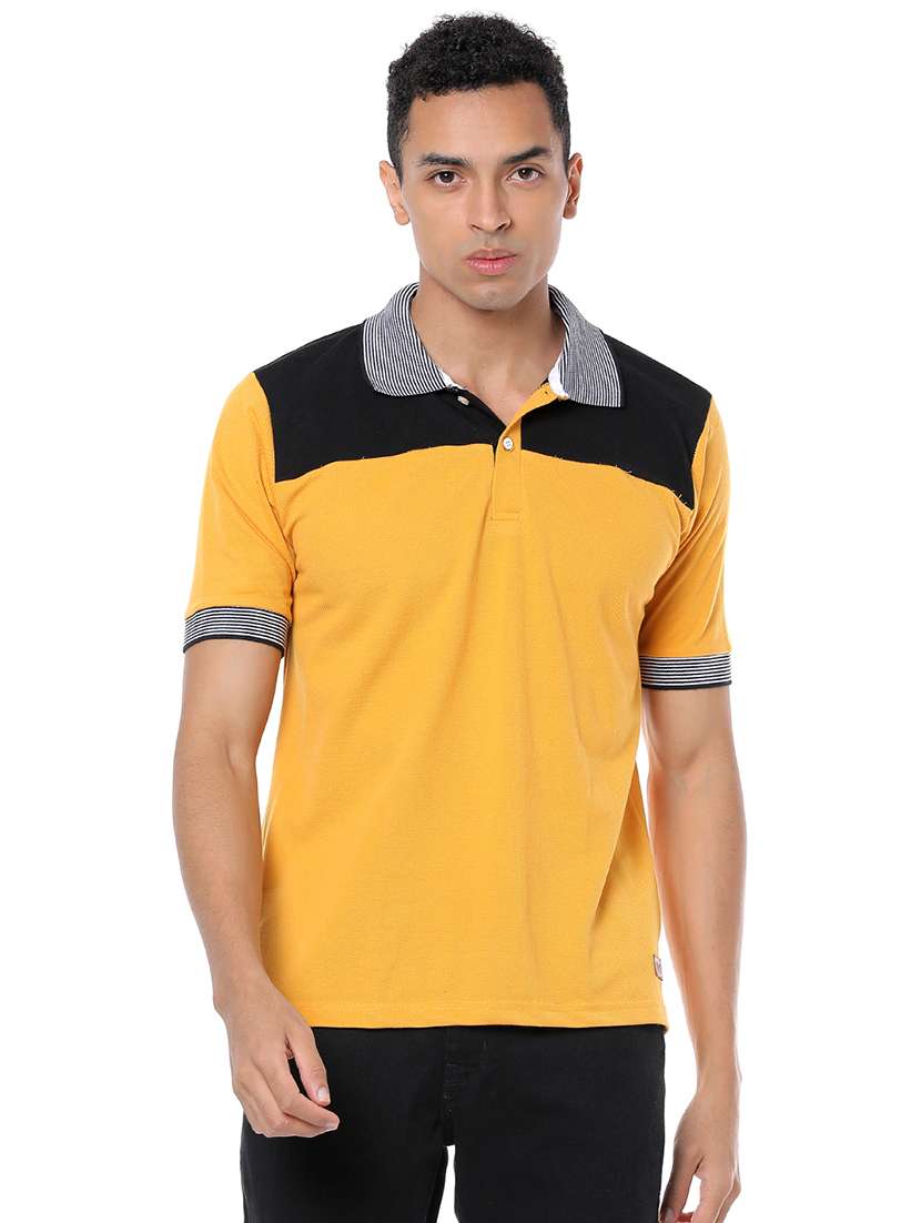 yellow color block polo t-shirt