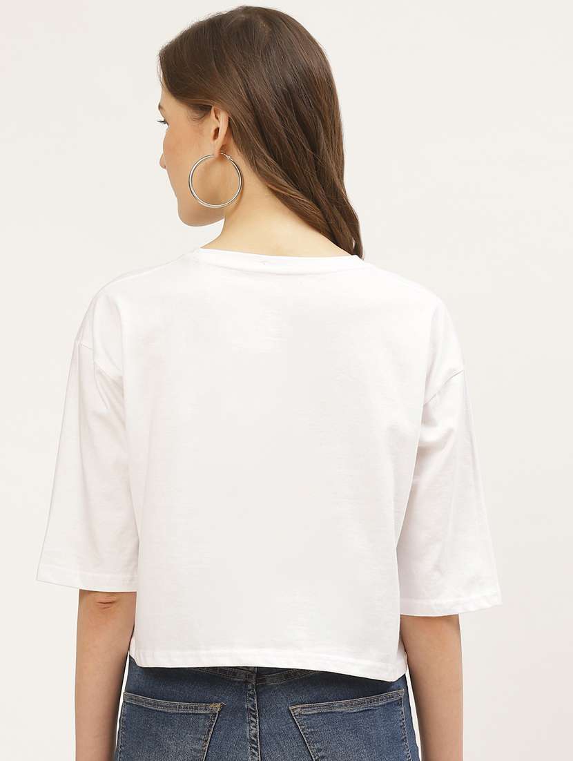 women's front print round neck t-shirt - 17284319 - Standard Image - 2