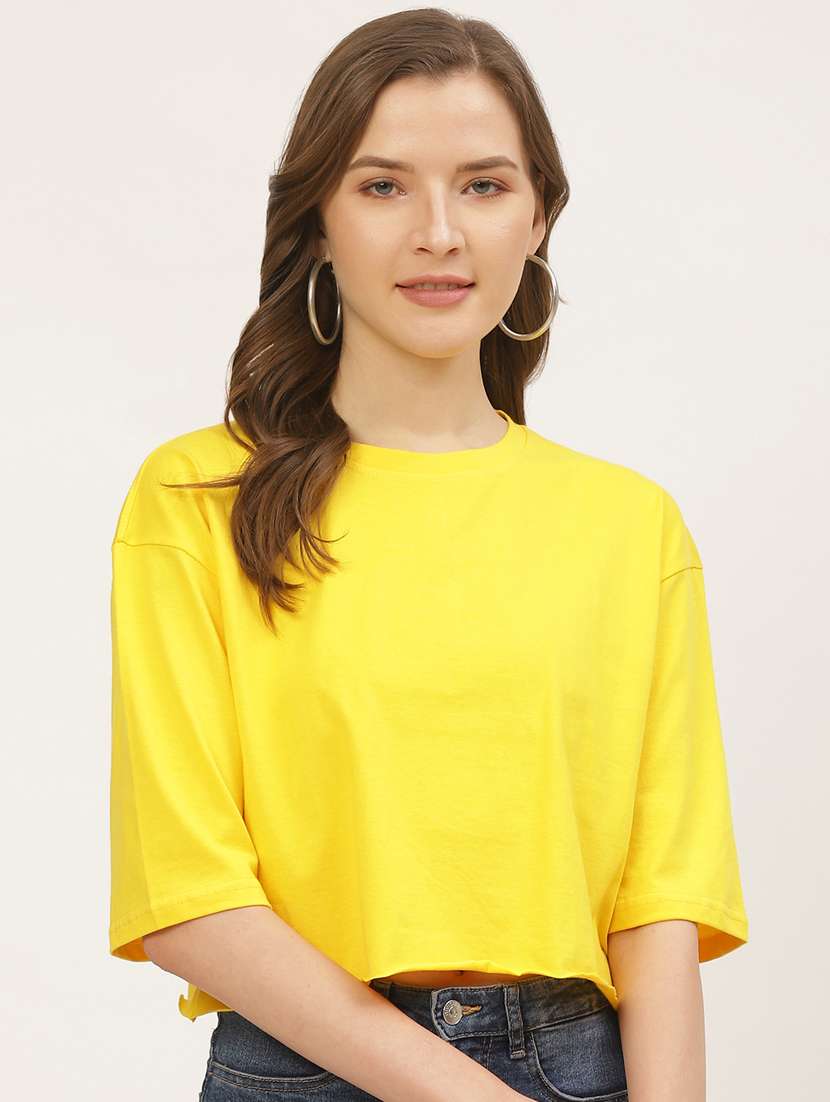 women's crop round neck t-shirt - 17284325 - Zoom Image - 0
