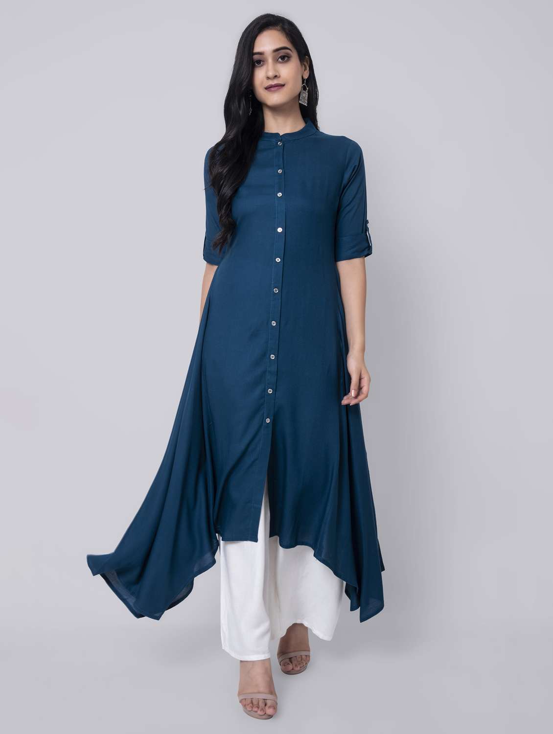 solid asymmetric kurta
