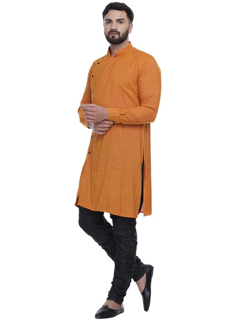 orange solid long kurta - 17287457 - Standard Image - 2