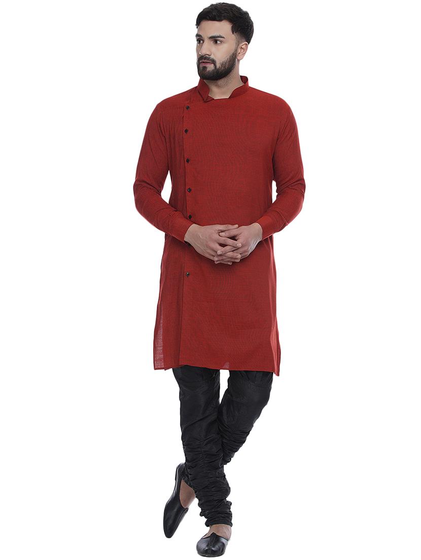 red solid long kurta - 17287463 - Zoom Image - 0