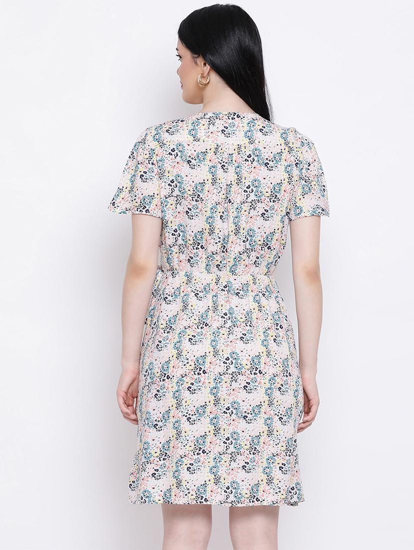 overlap neck a-line dress - 17288483 - Standard Image - 2
