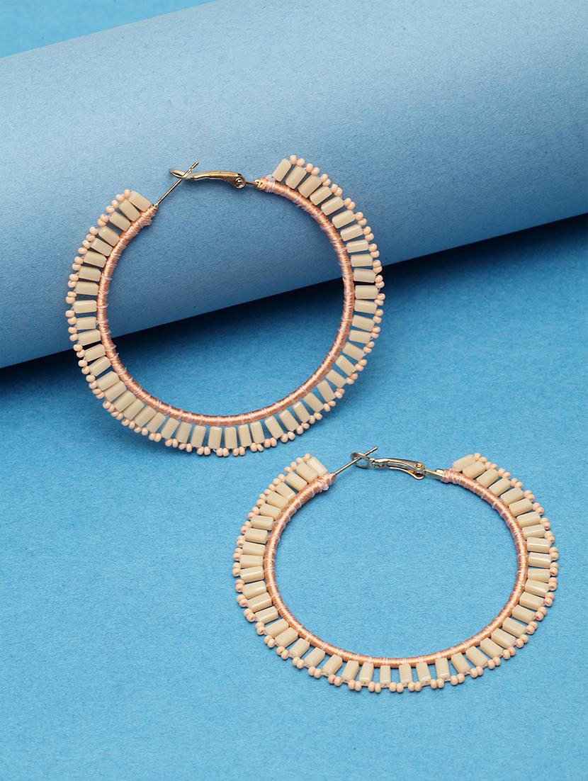 beige metal hoop earring - 17289359 -  Zoom Image - 0