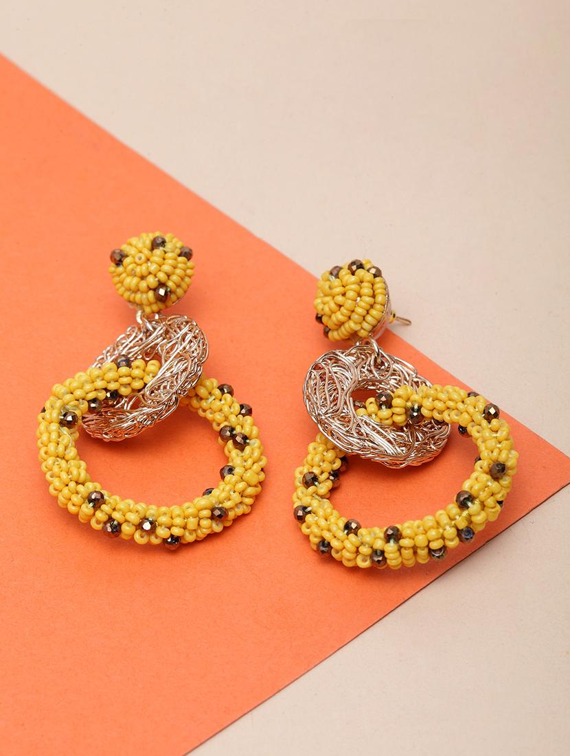 yellow metal drop earring - 17289402 -  Zoom Image - 0