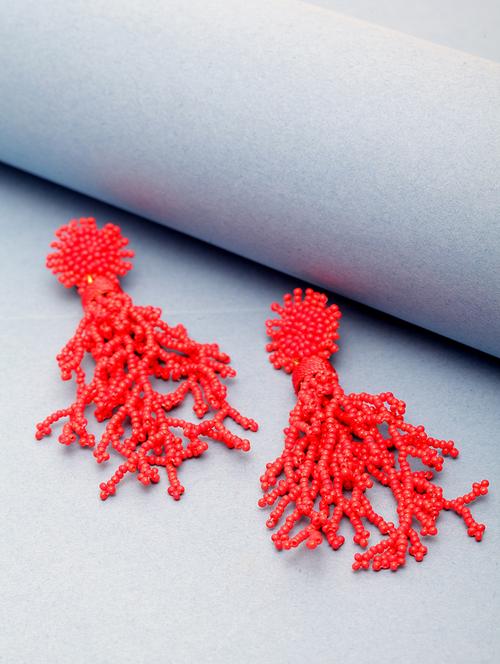 red metal drop earring - 17289407 - Standard Image - 0