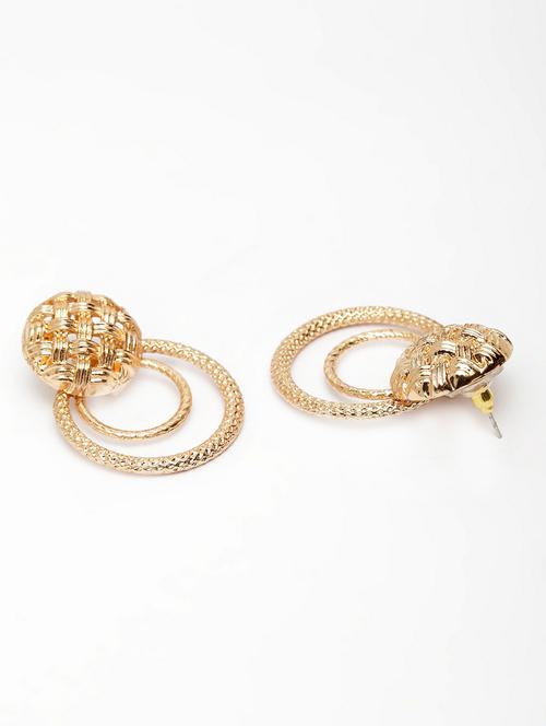 gold metal drop earring - 17289416 - Standard Image - 0