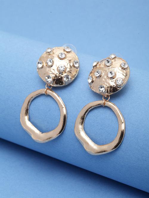 gold metal drop earring - 17289431 - Standard Image - 0