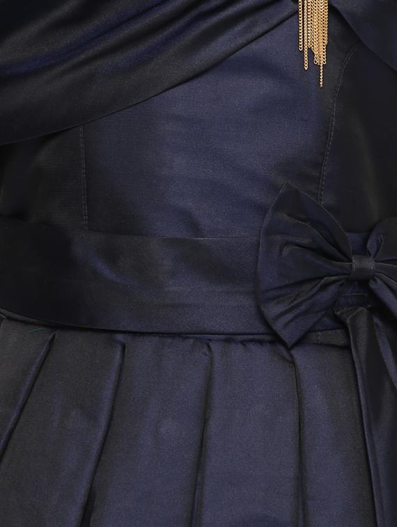 dark blue satin party gown - 17289458 - Standard Image - 2