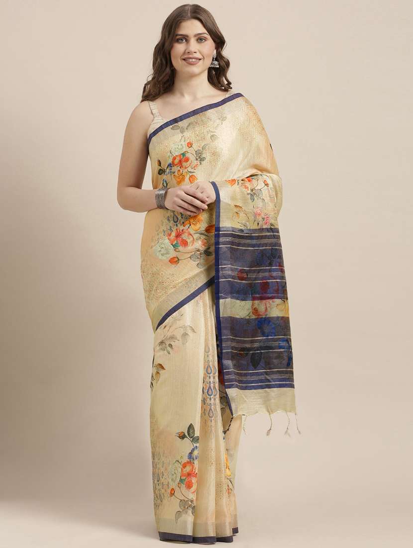 floral printed saree with blouse - 17290169 - Zoom Image - 0