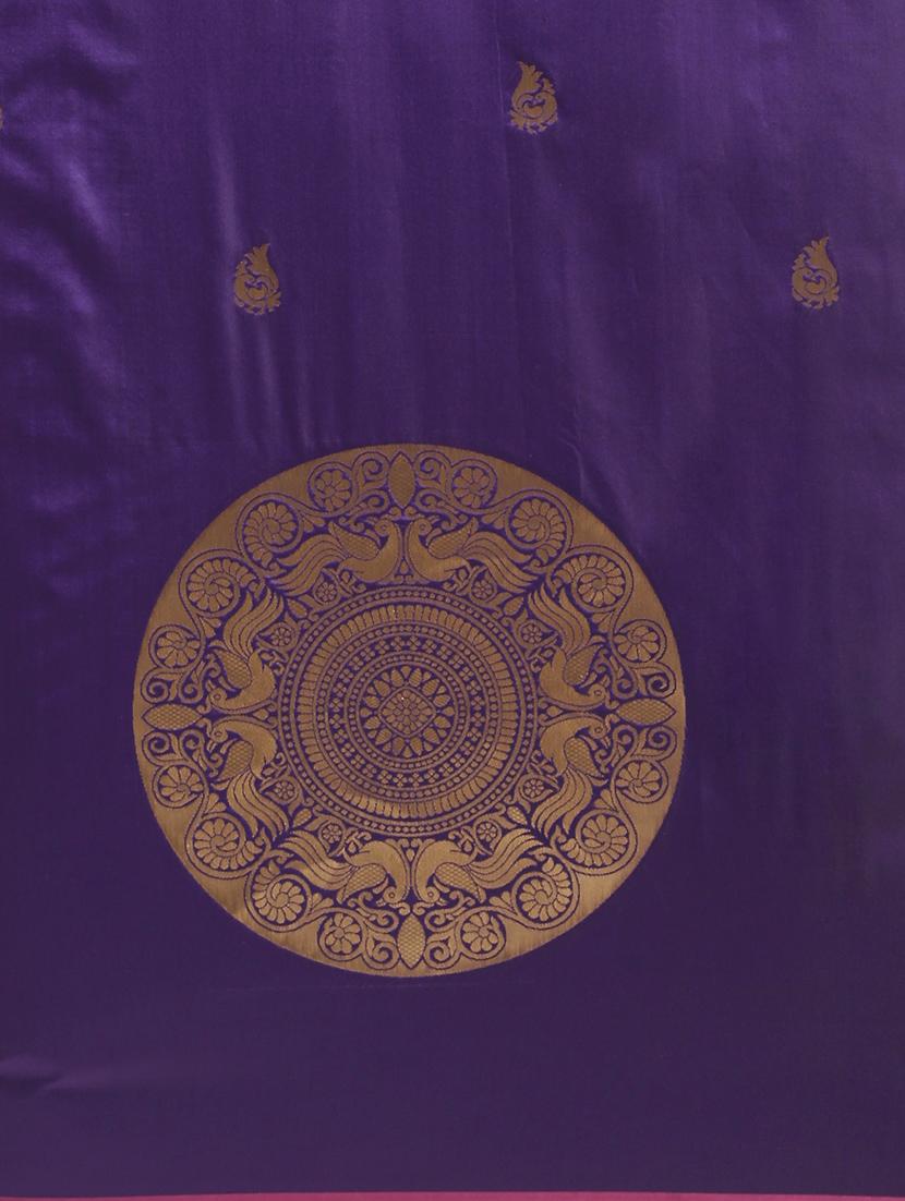 navy blue banarasi saree with blouse - 17290219 - Standard Image - 2