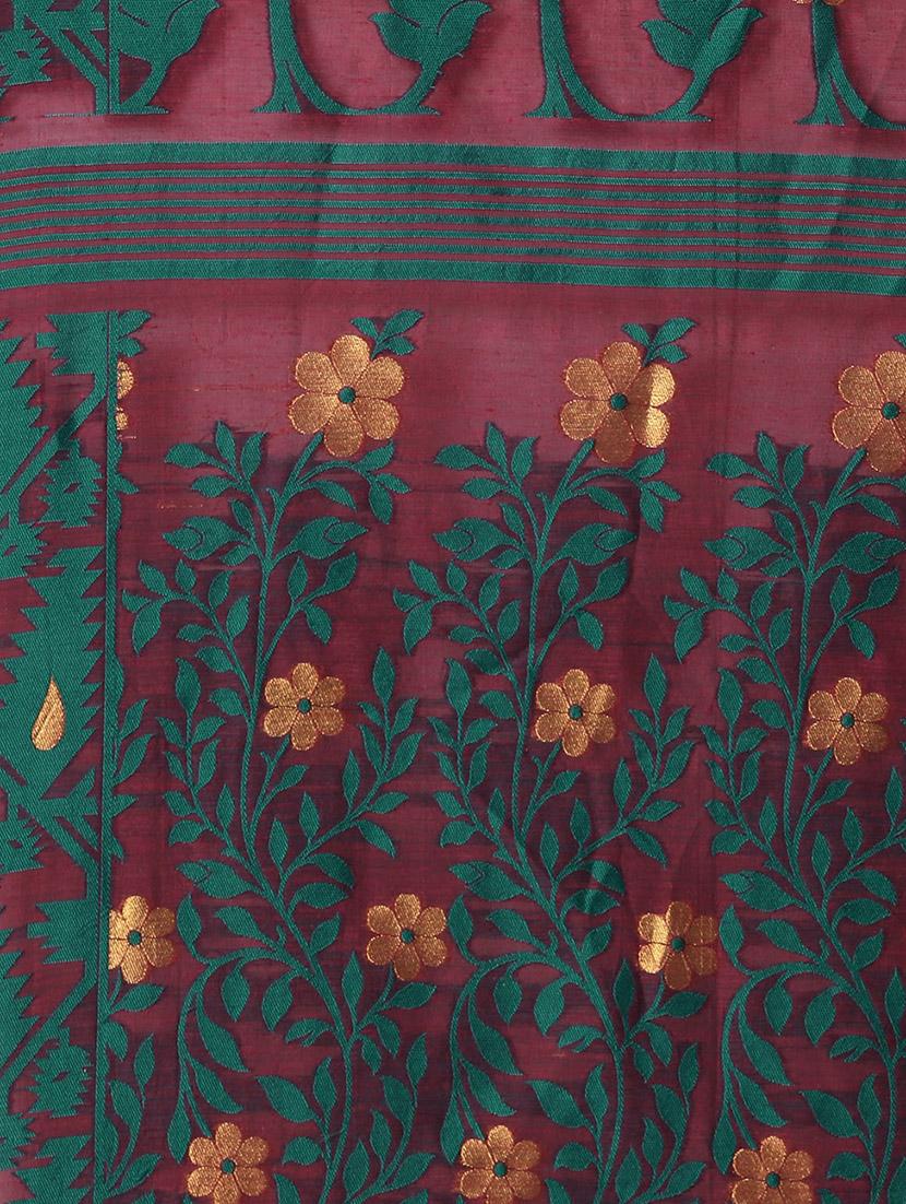 floral jamdani saree with blouse - 17290286 - Standard Image - 2