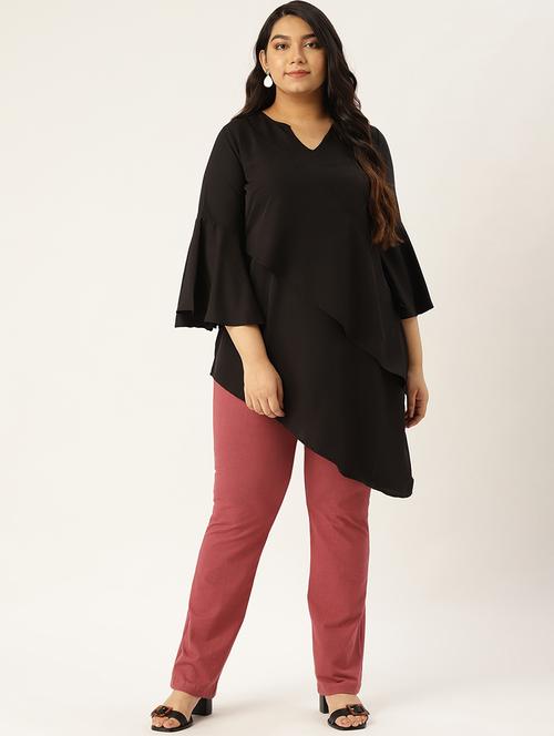 women's asymmetric notch neck top - 17291596 -  Standard Image - 0