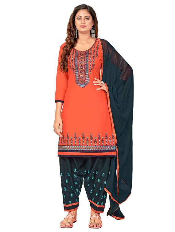 embroidered semi-stitched salwar suit