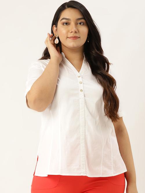 women's a line mandarin neck top - 17293017 - Standard Image - 0
