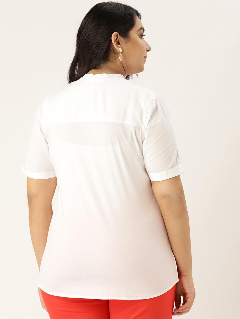 women's a line mandarin neck top - 17293017 - Standard Image - 2