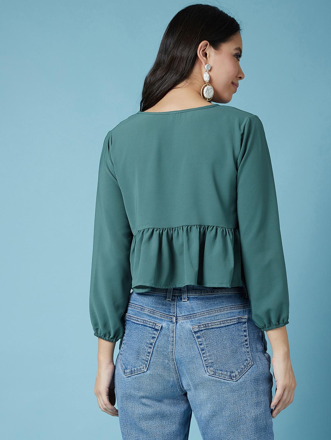 women's peplum v neck top - 17295728 - Standard Image - 2