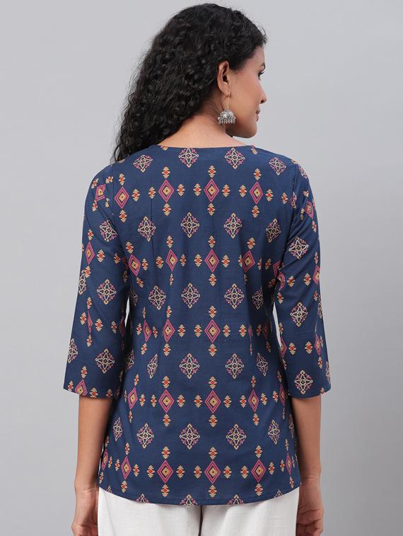 round neck printed tunic - 17296449 - Standard Image - 2