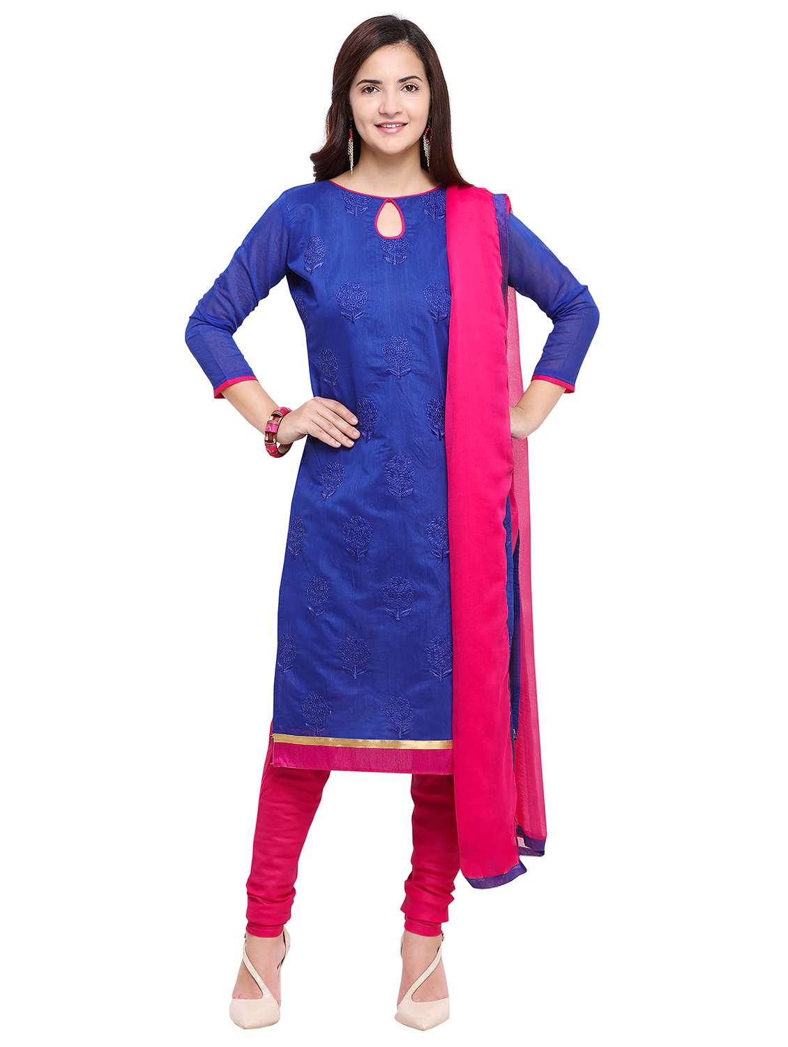 embroidered churidaar unstitched suit