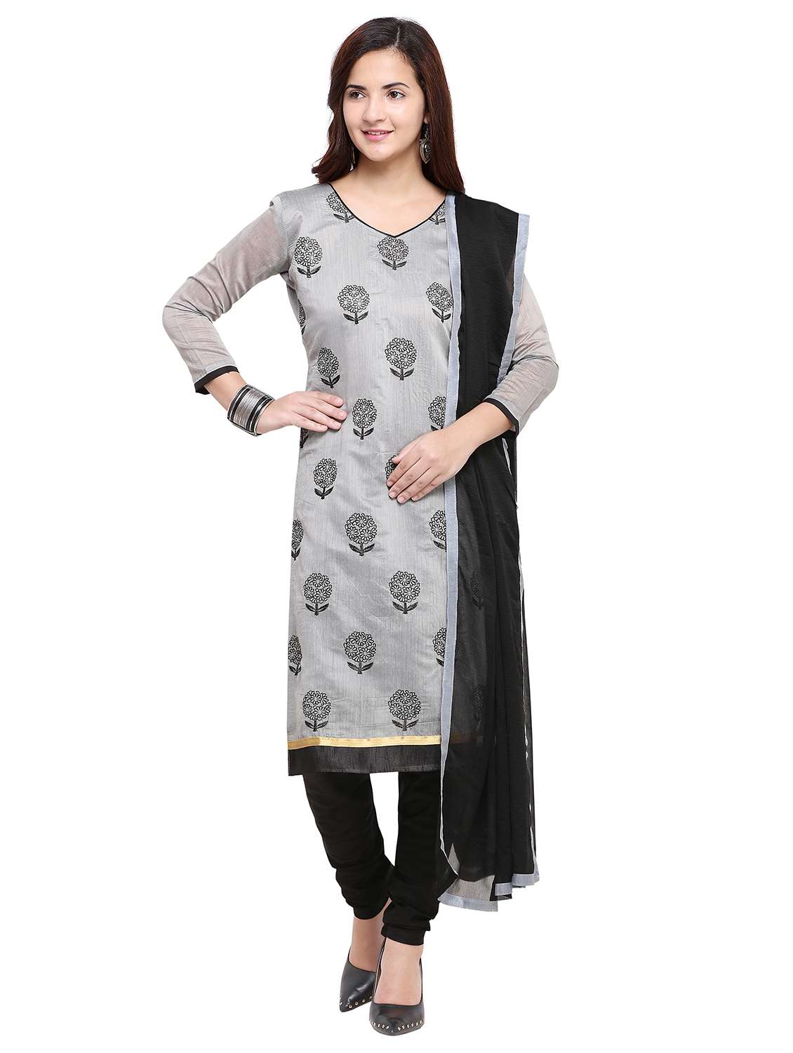 embroidered churidaar unstitched suit