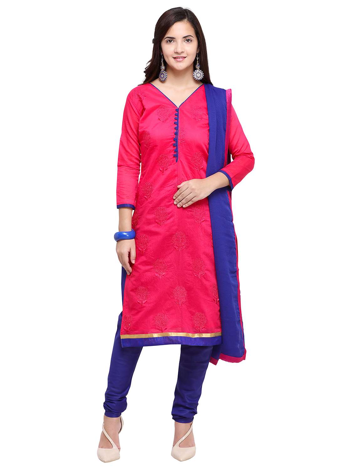 embroidered churidaar unstitched suit