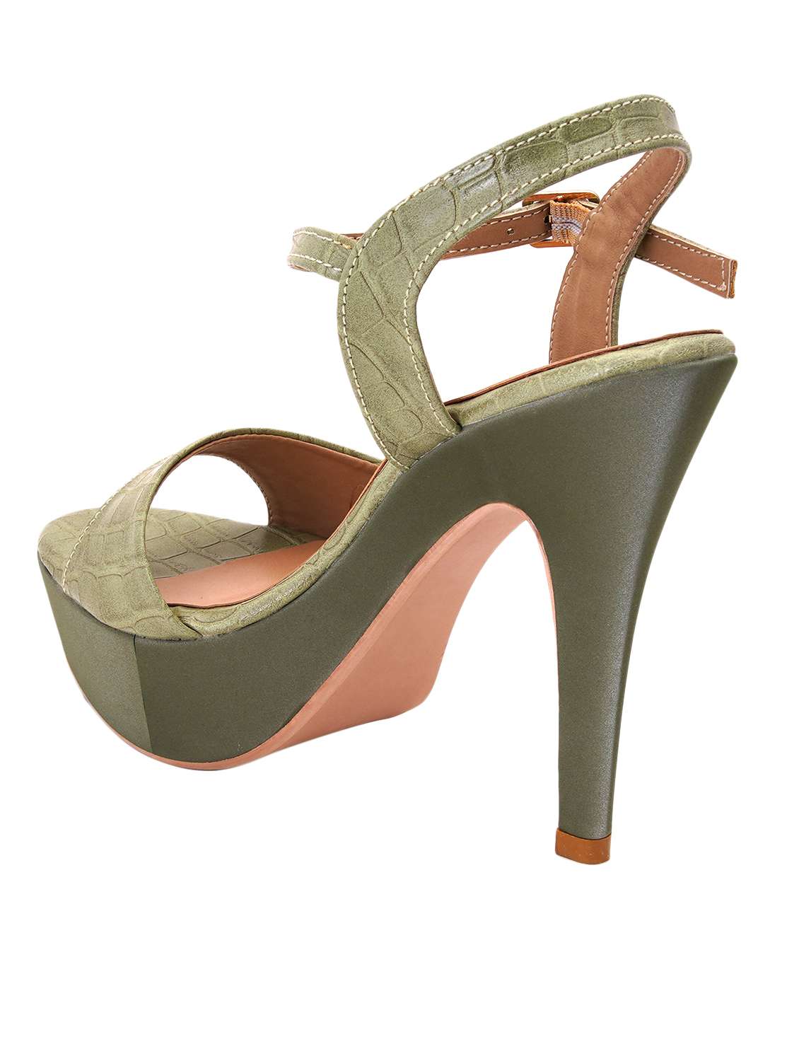 green pu ankle strap sandals - 17298236 - Standard Image - 2