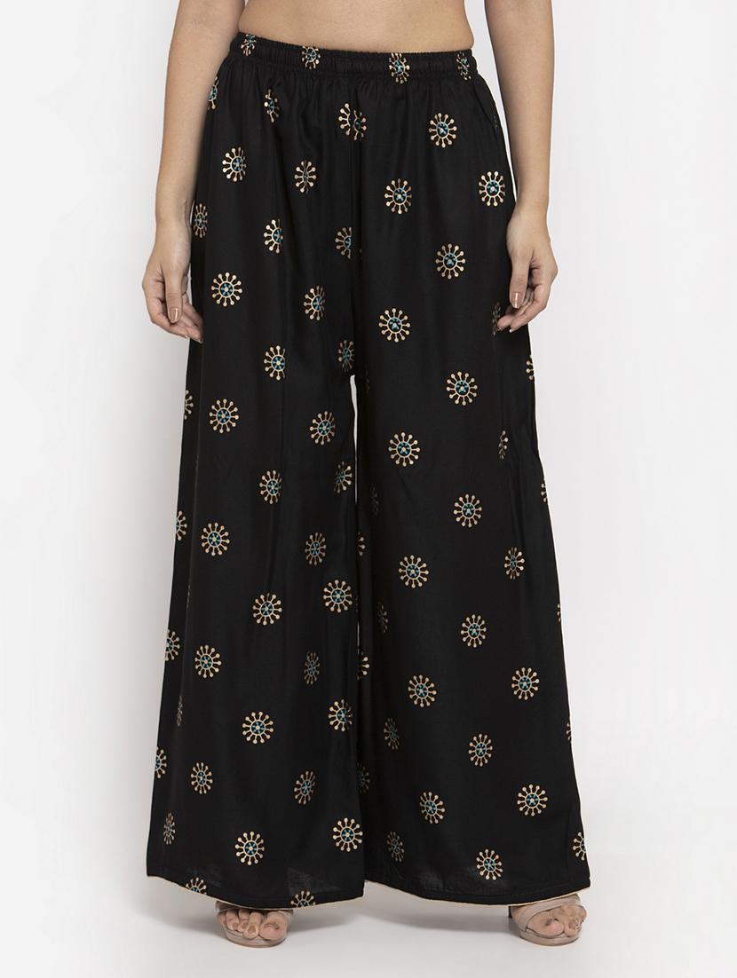 black printed flared palazzo - 17298377 - Zoom Image - 0