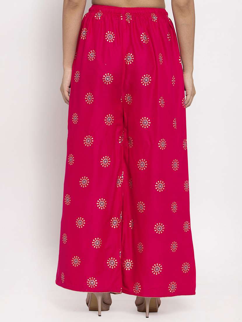 pink printed flared palazzo - 17298380 -  Standard Image - 2