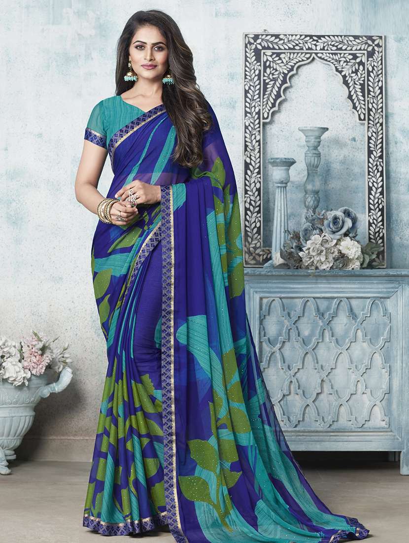 abstract printed saree with blouse