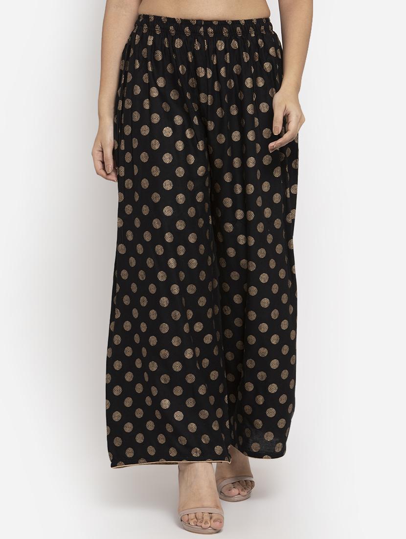 black printed flared palazzo - 17299669 - Zoom Image - 0