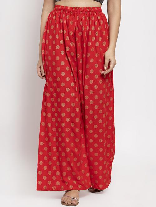 polka dots printed flared palazzo - 17299671 - Standard Image - 0