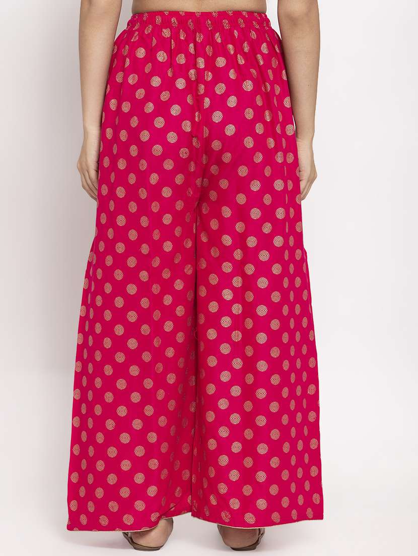 pink foil print flared palazzo - 17299672 -  Standard Image - 2