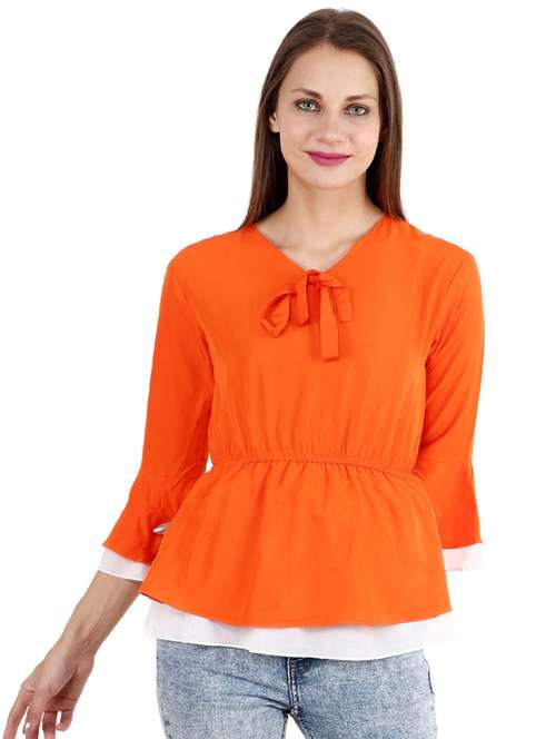 women's peplum tie-up neck top - 17299725 - Standard Image - 0