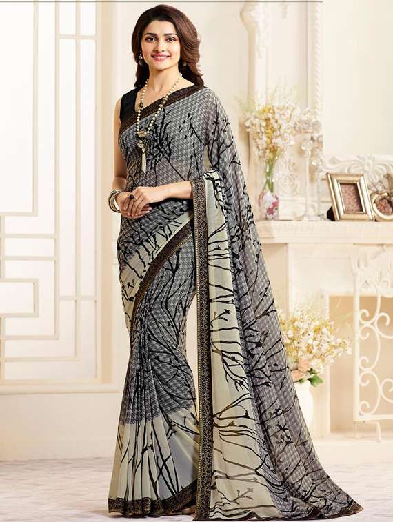abstract printed saree with blouse