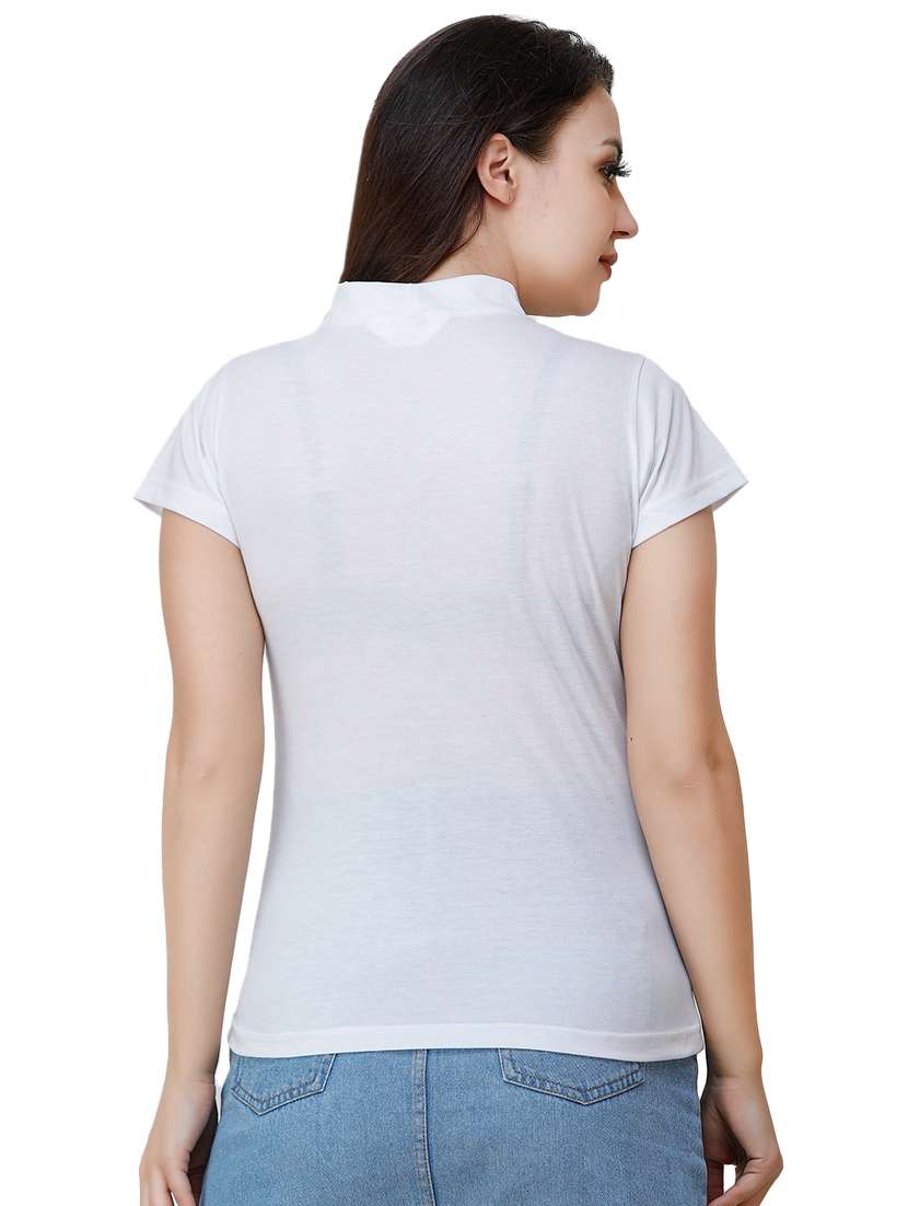 women's plain mock neck t-shirt - 17300512 - Standard Image - 2