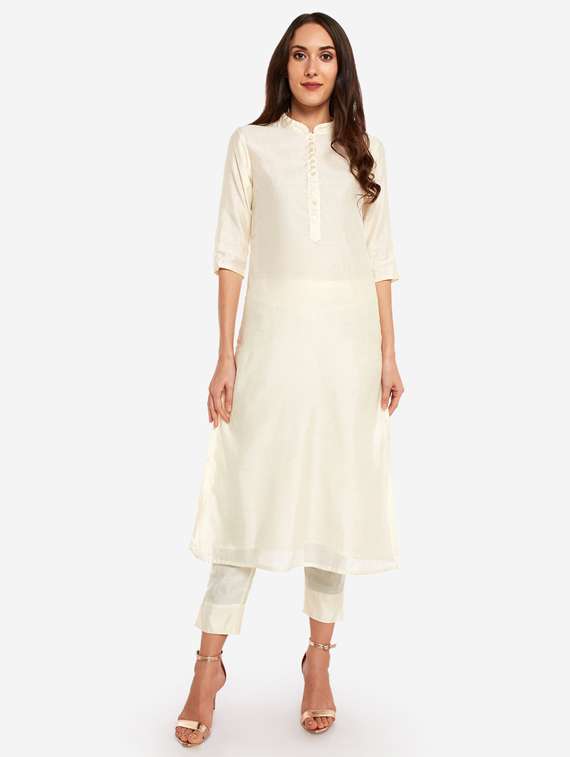 solid kurta pant set