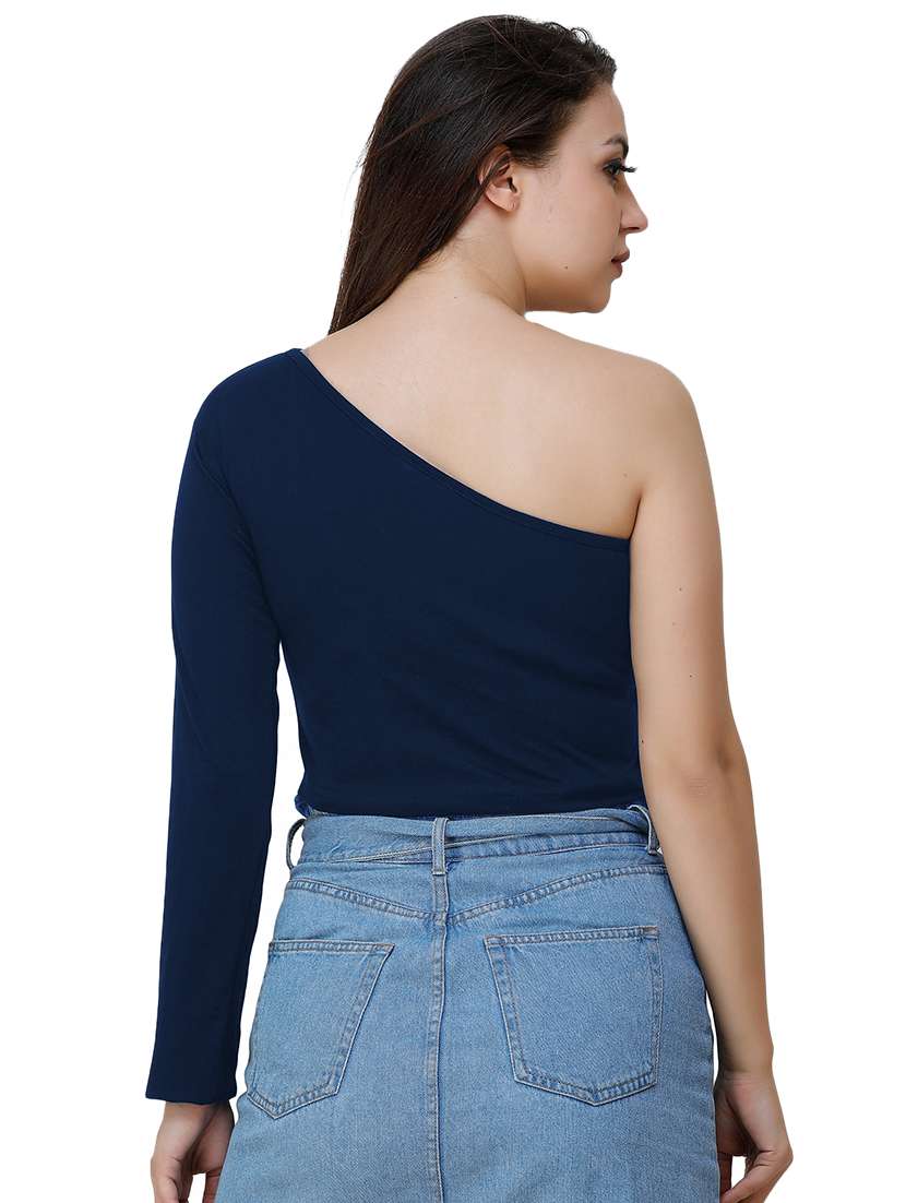 women's crop single shoulder top - 17324069 - Standard Image - 2