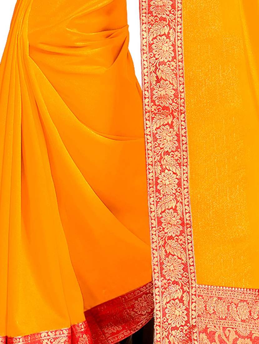 solid bordered saree with blouse - 17324102 -  Standard Image - 2