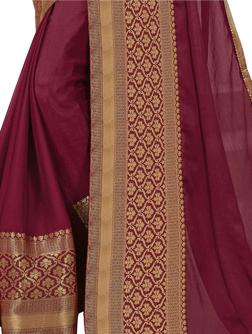 solid bordered saree with blouse - 17324728 -  Standard Image - 2