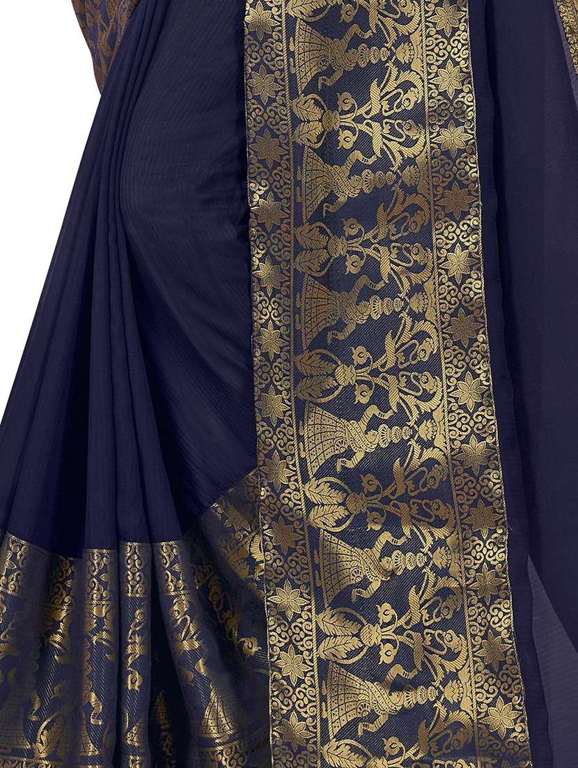 solid bordered saree with blouse - 17324729 -  Standard Image - 2