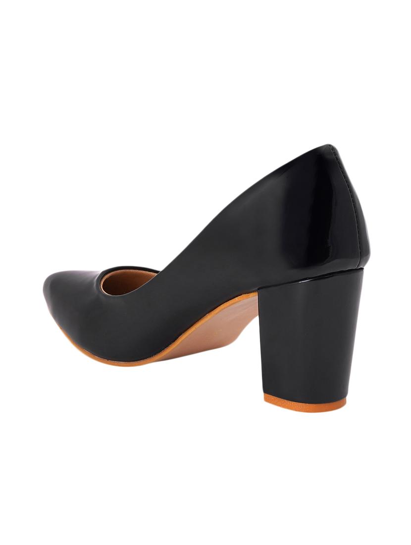 black pu slip on pumps - 17326843 - Standard Image - 2