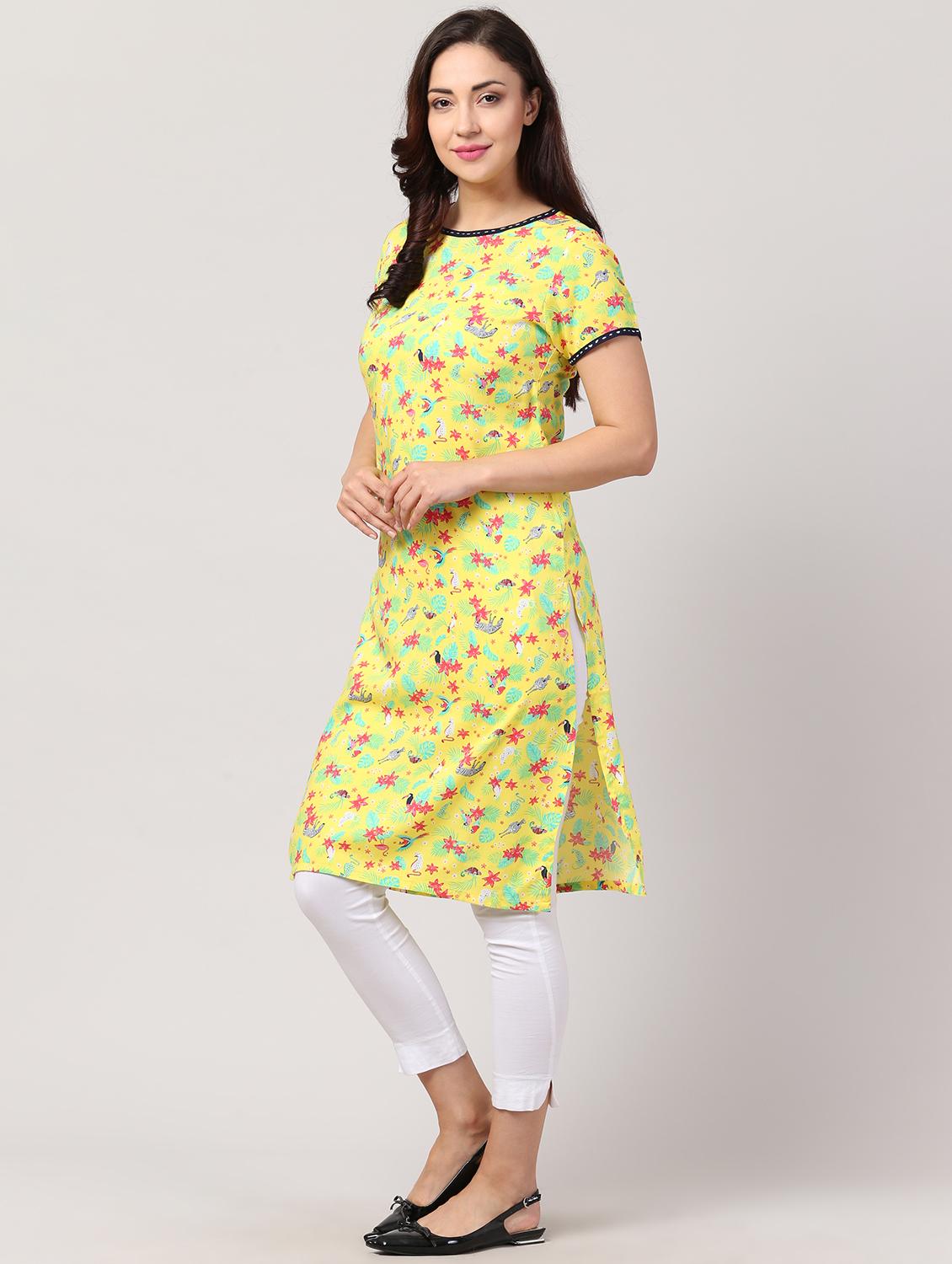 floral straight kurta - 17327289 - Standard Image - 2