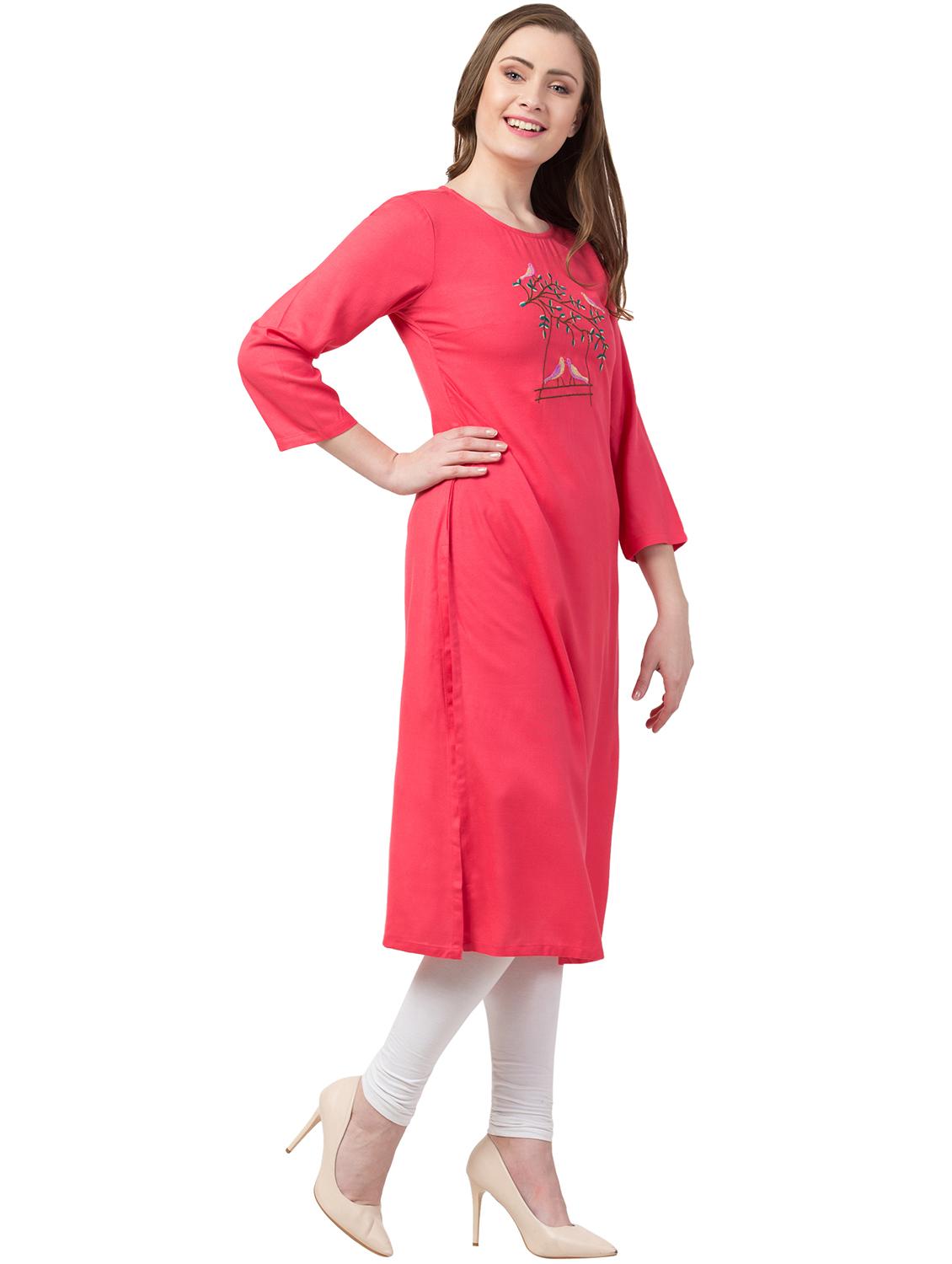 embroidered straight kurta - 17327294 - Standard Image - 2