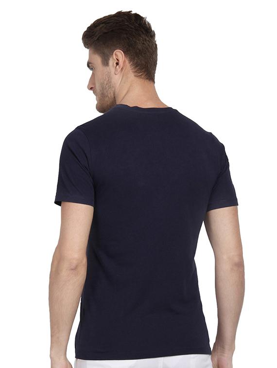 navy blue chest print t-shirt - 17327489 - Standard Image - 2