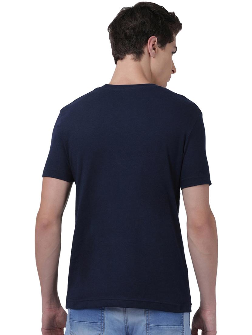 navy blue front print t-shirt - 17327521 - Standard Image - 2