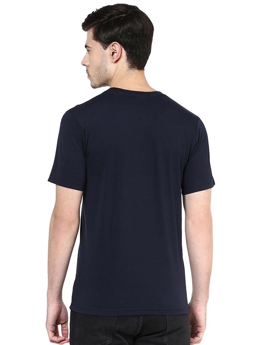 navy blue chest print t-shirt - 17327537 - Standard Image - 2