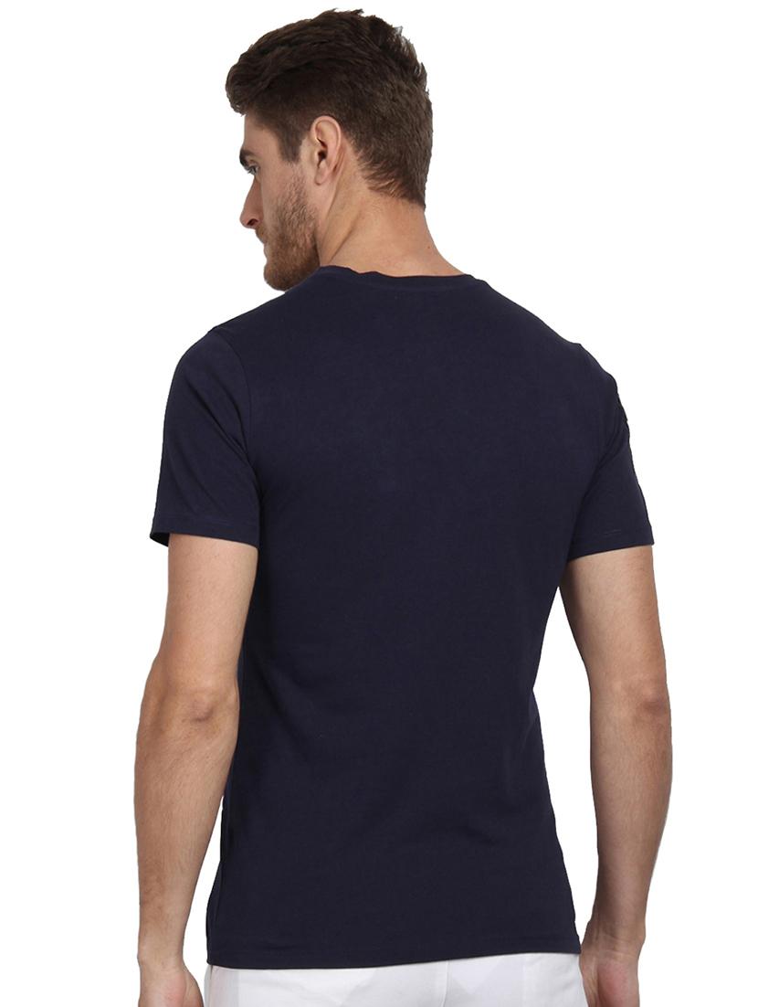 navy blue chest print t-shirt - 17327540 - Standard Image - 2