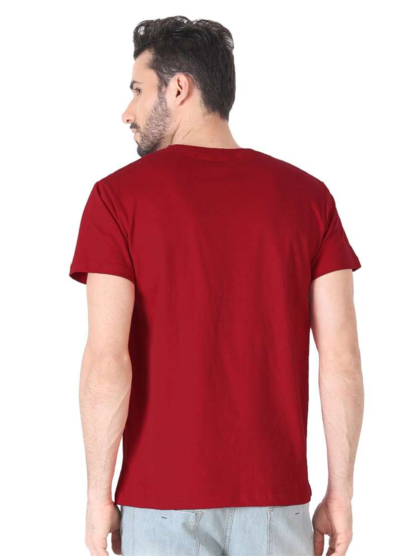 maroon chest print t-shirt - 17327544 - Standard Image - 2