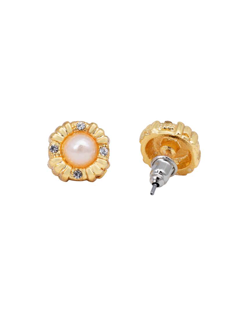 gold metal studs earring - 17327589 - Standard Image - 2